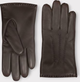 Infinity Leather Mens Brown Italian Leather Warm Wool Lining Winter Stich Design Riding Driving Casual Gloves