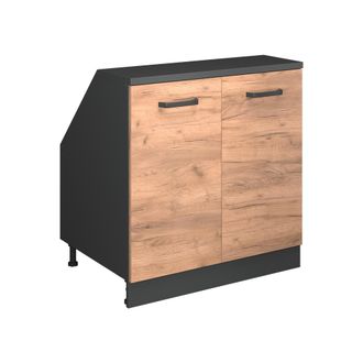 Vicco Armario De Cocina Para Techo Inclinado R-line, Roble Dorado, 80 Cm Con 2 Puertas, 60 Cm De Profundidad, Vicco