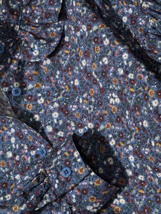 Il Gufo Ruffle Collar Floral Cotton Shirt - Multicolor