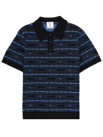 Casablanca Sound Wave Stripe Printed Polo Shirt