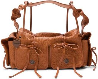 Acne Studios Multipocket Big Grainy Leather Shoulder Bag in Cognac Brown at Nordstrom