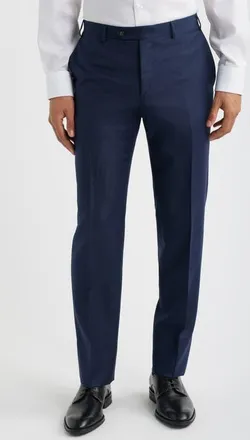 Canali Siena Regular Fit Flat Front Solid Wool Suit Pants in Navy at Nordstrom, Size 48