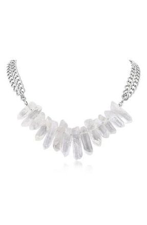 Jardin Quartz Double Chain Frontal Necklace in White/Silver at Nordstrom Rack, Size 16