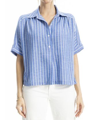 Max Studio Collared Button-Front Blouse