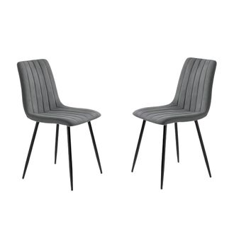 MondoViro Juego de 4 sillas de tela gris oscuro cm 45x54 88h