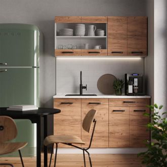 Vicco Cocina Vers&aacute;til R-line, Oro Potencia Roble/blanco, 140 Cm Et Roble