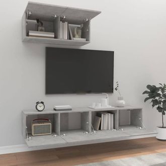 Berkfield Home Classic 3 Piece TV Cabinet Set Concrete Grey Engineered Wood
