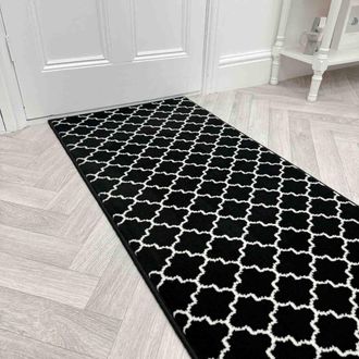Runrug Hallway Carpet Runner Rug - Soft & Comfy, 9mm -Avanti in Black | Size: 60 cm x 420 cm