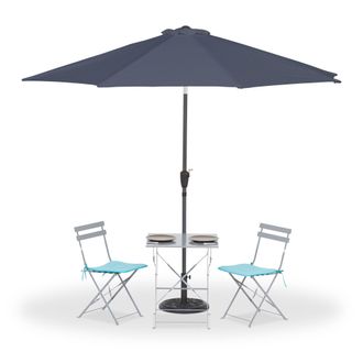 Relaxdays Relaxdays - Sombrilla, &Oslash; 300 Cm, Plegable, Con Manivela Y Funda, Parasol Redondo De Jard&iacute;n, Balc&oacute;n, Terraza, Antracita