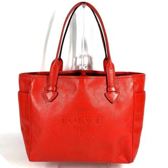 Loewe Orange Red Leather Shoulder Bag Tote Bag (Pre-Owned)
