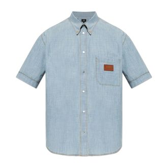 Fendi Denim Short-Sleeved Shirt - male - Fendi - Denim Shirts - Blue - L - Shirts