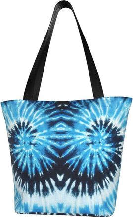 AOOEDM Tote Bag Blue Tie Dye Shopping Bags Small Reusable Market Bag Beach Tote Bags Travel Totes