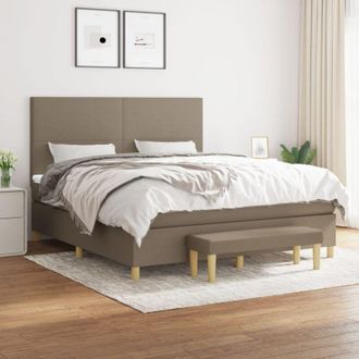 vidaXL Vidaxl - Cama Box Spring Con Colch&oacute;n Tela Gris Taupe 160x200 Cm
