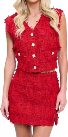 Coalition LA 2 Piece Vest Mini Skirt Short Set In Red