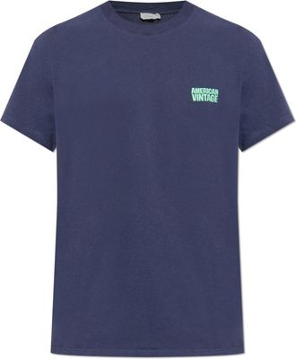 American Vintage Katoenen T-shirt - Heren - T-shirts - Blauw - 2XL - Katoen - Tops