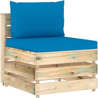vidaXL Sof&aacute; Central Seccional Con Cojines Madera Impregnada Gris Vidaxl