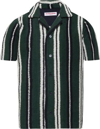 Orlebar Brown Griffith gestreept badstof overhemd - Groen