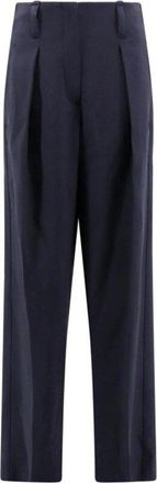 Brunello Cucinelli Navy Pleated High-Waisted Trousers, Brand Size 44 (US Size 10)