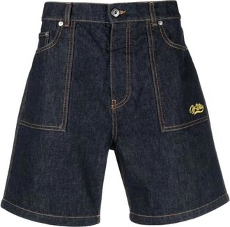 Off-white Denim Utility Shorts Indigo Katoen - Heren - Denim shorts - Blauw - W30 - Katoen - Korte Broeken