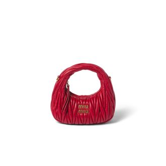 Miu Miu Wander Matelass&eacute; Nappa Leather Hobo Mini-bag, Woman, Red