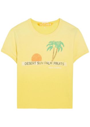 Mother The Itty Bitty Ringer Printed Cotton T-shirt - Yellow - S (UK8-10 / S)