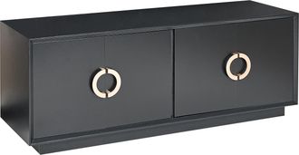 Beliani Beliani - Aparador Negro Dorado 120 X 40 Cm Mdf 4 Puertas Estantes Almacenaje Oxnard