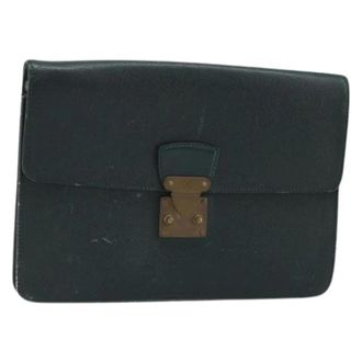Louis Vuitton Pre-owned Taiga Leather Clutch - Dames - Vintage Clutch - Groen - ONE Size - Leer - Vintage