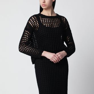 Max Mara Cotton mesh long-sleeve sweater in Black