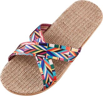 Generic Ladies Slippers Size 8 Wide Fit Summer Women 7 Slippers For Fashion Ladies Women Breathable Bohemia Beach Slip On Shoes Casual Sandals Sliders Size 7 