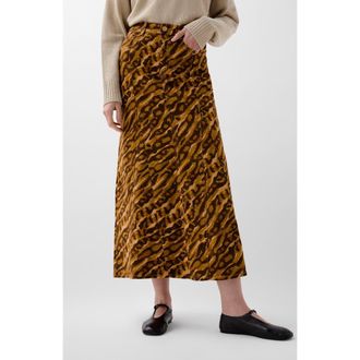Scalpers Print Flare Denim Skirt in Animalprint at Nordstrom, Size X-Small Eu