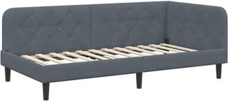 vidaXL Corner Bed Frame with Headboard Dark Grey 90 x 190 cm Velvet vidaXL