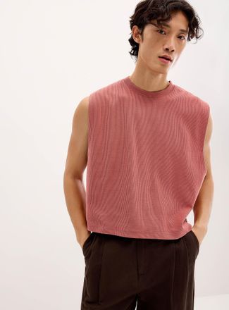 Le 31 Mens Sleeveless cropped ribbed T-shirt
