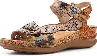 L'Artiste by Spring Step Script Womens Wedge Shoes Tan : EU 42 (US Womens 10.5-11) M, Leather