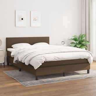 vidaXL Vidaxl - Cama Box Spring Con Colch&oacute;n Tela Marr&oacute;n Oscuro 140x190 Cm