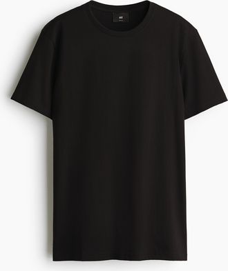 H&M T-Shirt aus Pima-Baumwolle Slim Fit - Schwarz