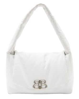 Balenciaga White Calfskin Monaco Medium Shoulder Bag (Authentic Pre-Loved)