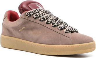 Lanvin Sneakers, male, Brown, 7 UK, Suede Trainers with branded heel