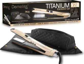 Saint Algue Cofre Alisador De Vapor + Tapete Estuche 2-en-1 - Saint Algue - Set Exclusivo Demeliss Tita V2 - Titanio - Oro