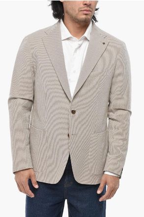 Tagliatore Unlined Cotton-Blend Jacket With Bicolour Stripes size 54