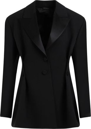 Givenchy Zwart wollen jas met piek revers - Dames - Blazers - Zwart - XS - Wol - Jassen
