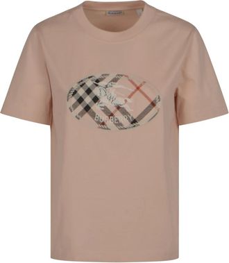 Burberry Frankie KS Check T-Shirt - Dames - T-shirts - Roze - L - Katoen - Tops
