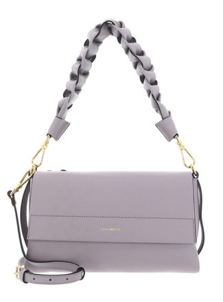 Coccinelle Leather cross body bag Boheme Grana Double Shoulder Bag Oyster/Pearl mauve