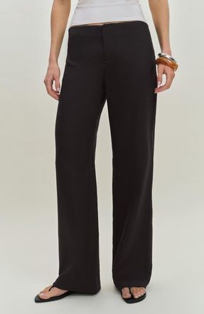 Reformation Vida Low Rise Linen Pants in Black at Nordstrom, Size 12