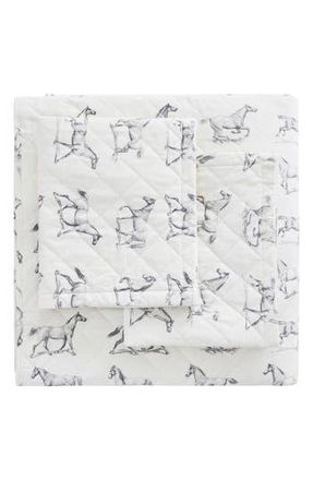 Melange Home Horse Flannel Quilt & Sham Set in Grey at Nordstrom Rack, Size Queen