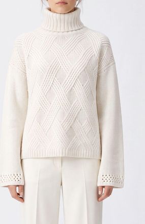 Twinset Wool and Cashmere Blend Turtleneck Jumper with Dropped Shoulders