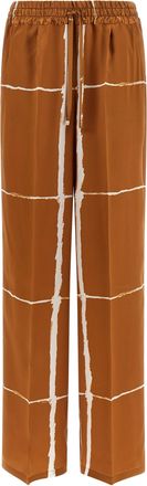 Kiton Brown Silk Casual Womens Pants