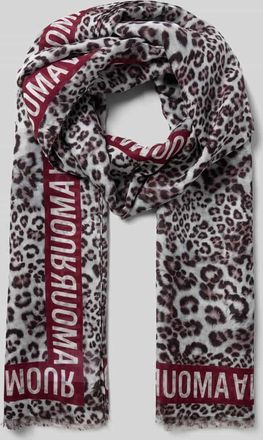 Marc Cain Schal mit Seiden-Anteil mit Allover-Animal-Print in Kirsche, Gr&ouml;&szlig;e 1