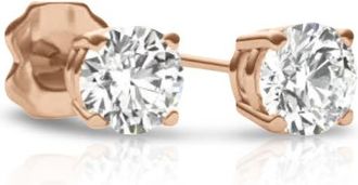 Tresorra 14K Rose Gold Round Cut Earth Mined Diamond Stud Earrings