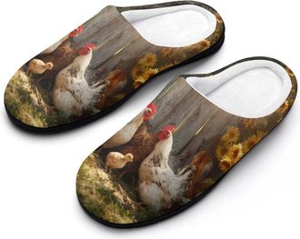 Generic Funny Chicken Rooster Funny Mens Cotton Slippers Soft Non-Slip Rubber Sole House Slipper Indoor Outdoor