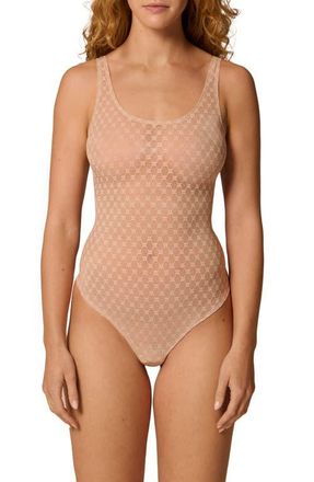 Simone P&eacute;r&egrave;le Plume Embroidered Bodysuit in Peau Rose at Nordstrom, Size X-Large